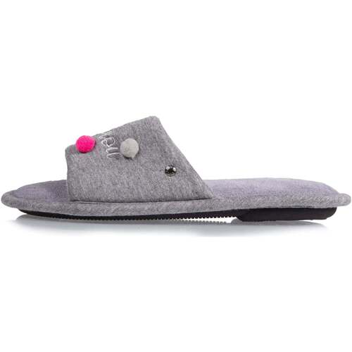 Chaussures Homme Chaussons Isotoner Chaussons Mules détails chat Gris