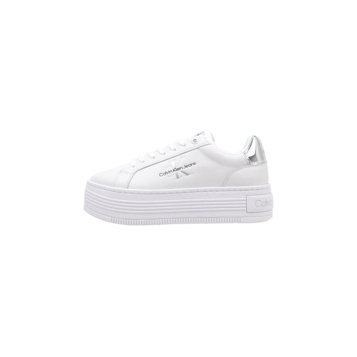 Chaussures Femme Baskets basses Calvin Klein Jeans BOLD PLATF LOW LACE LTH ML MET Blanc