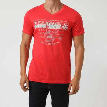 Vêtements Homme T-shirts manches courtes Geographical Norway T-Shirt casual en coton Rouge