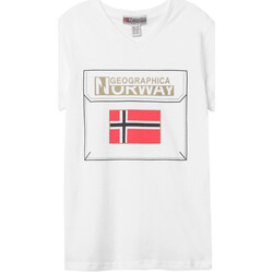 Vêtements Enfant T-shirts manches courtes Geographical Norway T-shirt pour enfant Blanc