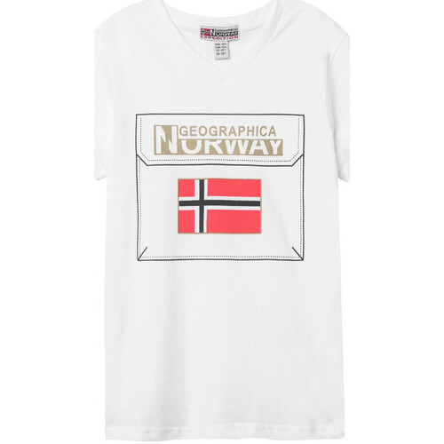 Vêtements Enfant T-shirts manches courtes Geographical Norway T-shirt pour enfant Blanc