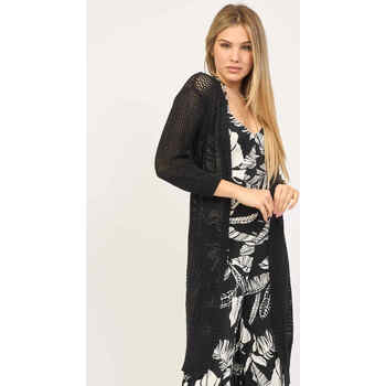 Vêtements Femme Serviettes de plage Fracomina Cardigan long  coupe classique avec point en maille Noir