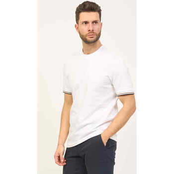 Vêtements Homme T-shirts & Polos BOSS T-shirt homme col rond  avec rayures sur les manches Blanc