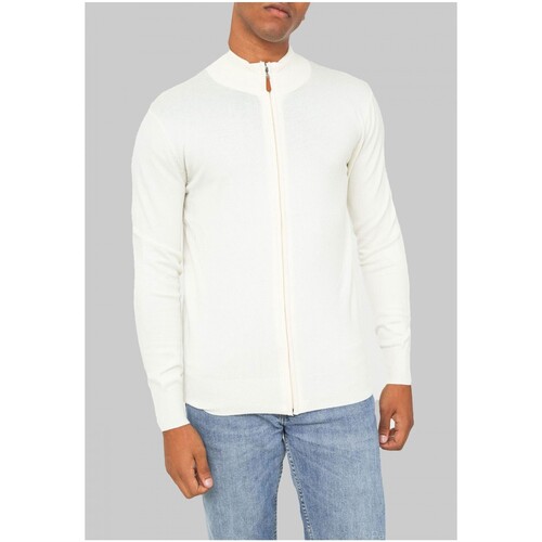 Vêtements Homme Pulls Kebello Pull cardigan zip Blanc H Blanc