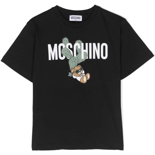 Vêtements Garçon T-shirts manches longues Moschino HTM03RLAA02 Noir