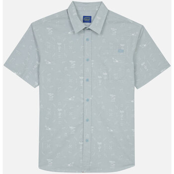 Vêtements Homme Chemises manches longues Oxbow Chemise manches courtes chambray microprint CUPIXI Bleu