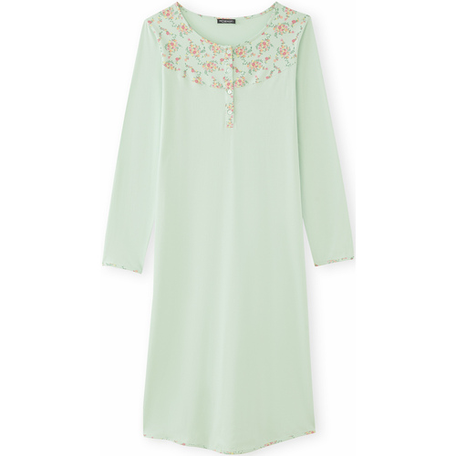 Vêtements Femme Pyjamas / Chemises de nuit Daxon by  - Chemise de nuit longue maille coton Vert