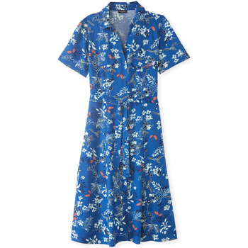 Vêtements Femme Robes courtes Daxon by  - Robe boutonnée col chemisier Bleu