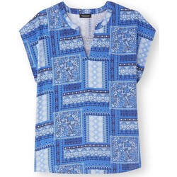 Vêtements Femme Chemises / Chemisiers Daxon by  - Blouse manches T tissu fluide Bleu