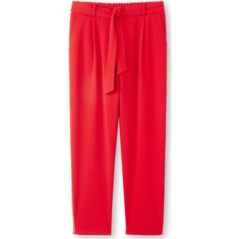 Vêtements Femme Pantalons Daxon by  - Pantalon raccourci élastiqué dos Rouge