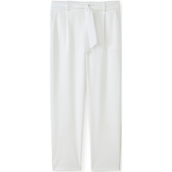 Vêtements Femme Pantalons Daxon by  - Pantalon raccourci élastiqué dos Blanc