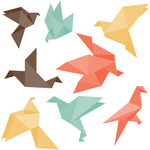 Sticker Mural Origami Oiseaux - XL (98 x 98cm)