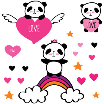 Maison & Déco Stickers Sticker Déco Sticker Mural Panda Love - M (58 x 56cm) 