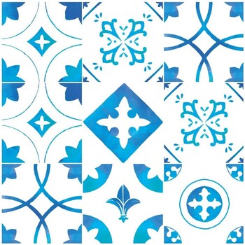 Voir la sélection Stickers Sticker Déco Stickers Carreaux de Ciment Bleu Eau - 15x15cm | 36 pcs 