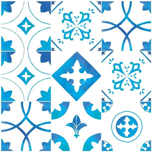 Voir la sélection Stickers Sticker Déco Stickers Carreaux de Ciment Bleu Eau - 15x15cm | 12 pcs 