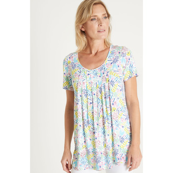 Vêtements Femme T-shirts manches courtes Daxon by  - Tunique à plis manches courtes Multicolore