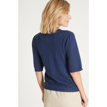 Daxon by  - Pull maille encolure ronde Bleu
