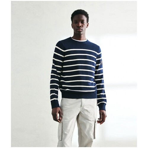 Vêtements Homme Pulls Ecoalf Limo Sweater Navy Off White Multicolore