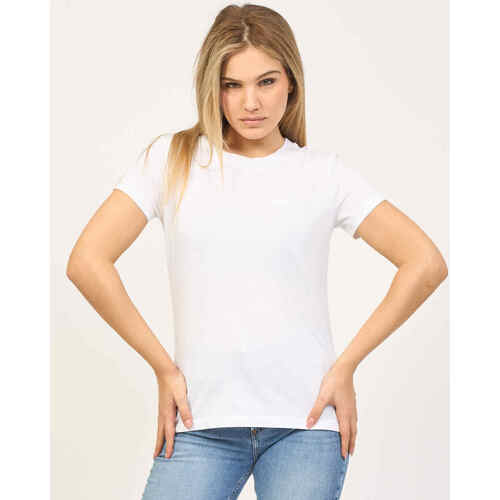 Vêtements Femme T-shirts & Polos BOSS T-shirt femme  coupe slim à col rond en jersey de coton Blanc