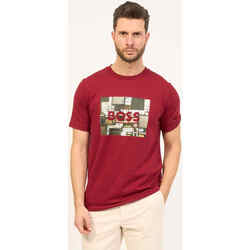 Vêtements Homme T-shirts & Polos BOSS T-shirt  à col rond en jersey de coton avec imprimé Rouge