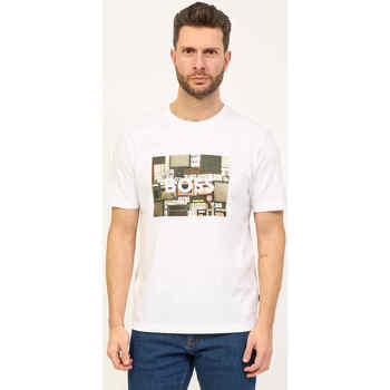 Vêtements Homme T-shirts & Polos BOSS T-shirt  à col rond en jersey de coton avec imprimé Blanc