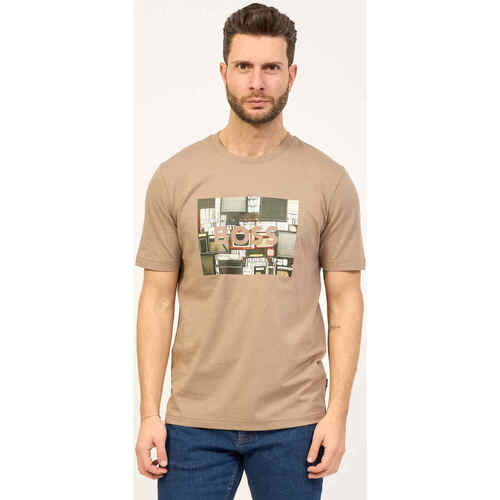 Vêtements Homme Paul & Joe BOSS T-shirt  à col rond en jersey de coton avec imprimé Marron