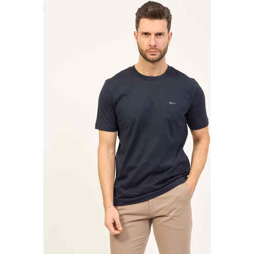Vêtements Homme STOREEZ striped shirt-detail dress BOSS T-shirt  à col rond en coton avec logo imprimé Bleu