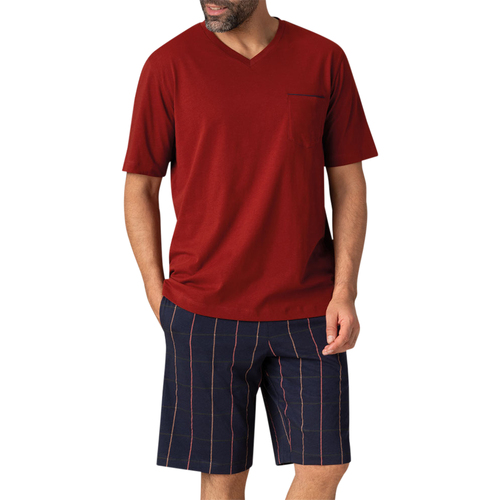 Vêtements Homme Pyjamas / Chemises de nuit Eminence Pyjama court coton carreaux Rouge