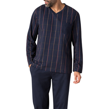 Vêtements Homme Pyjamas / Chemises de nuit Eminence Pyjama long coton carreaux Marine