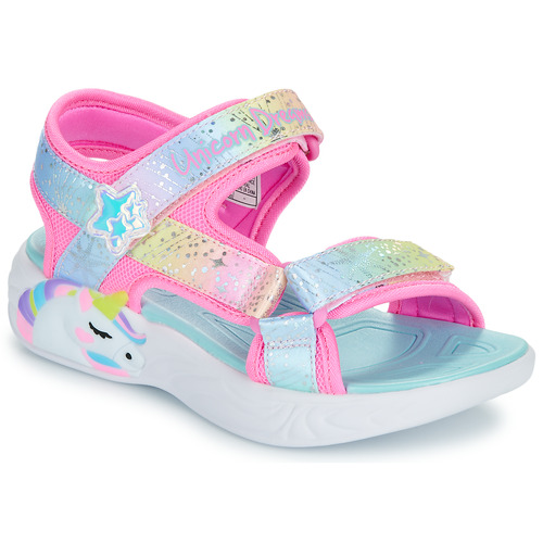 Chaussures Fille Sandales 4ng4h Skechers UNICORN DREAMS SANDAL - MAJESTIC BLISS Bleu / Rose / Jaune