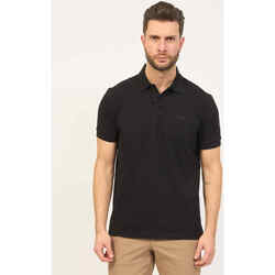 Vêtements Homme T-shirts & Polos BOSS Polo  en coton noir avec logo sur la poitrine Noir