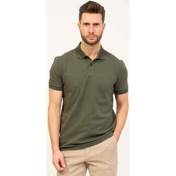 Vêtements Homme T-shirts & Polos BOSS Polo  en coton noir avec logo sur la poitrine Vert
