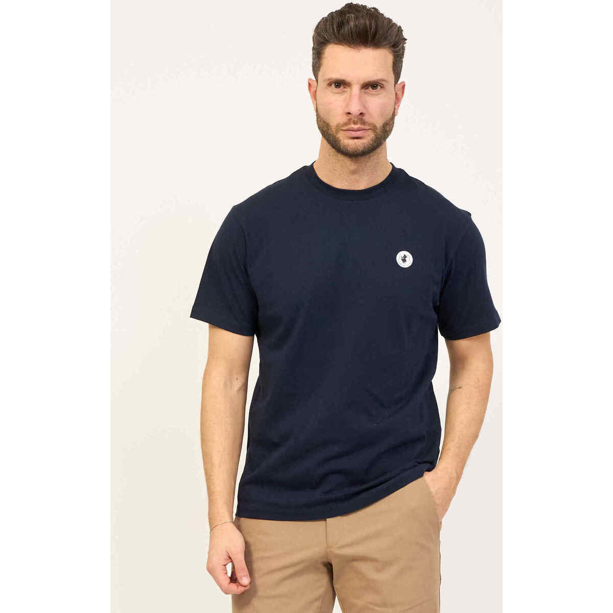 Vêtements Homme T-shirts & Polos Save The Duck T-shirt col rond bleu  avec logo Bleu