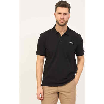 Vêtements Homme T-shirts & Polos BOSS Polo  Boss noir en coton avec logo contrasté Noir