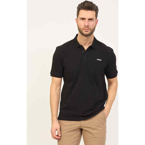 Vêtements Homme T-shirts & Polos BOSS Polo  noir en coton avec logo contrasté Noir