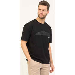 Vêtements Homme T-shirts ecru & Polos BOSS T-shirt à col rond en coton Black  avec logo Noir