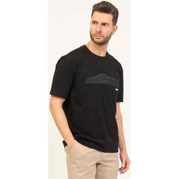 Vêtements Homme T-shirts & Polos BOSS T-shirt à col rond en coton Black  avec logo Noir