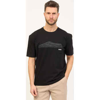 BOSS T-shirt à col rond en coton Black  avec logo Noir