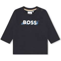 Vêtements Enfant T-shirts & Polos Hugo Boss Kids T-SHIRT BLEU MARINE MANCHES LONGUES BOSS BÉBÉ AVEC IMPRIMÉ L Bleu
