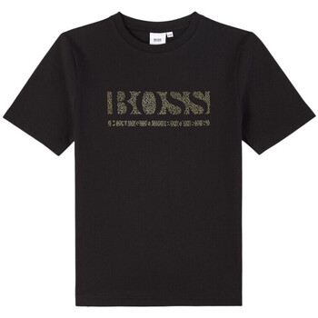Vêtements Enfant T-shirts & Polos Hugo Boss Kids T-shirt noir Boss pour enfant Noir