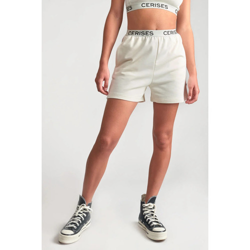 Vêtements Fille Shorts / Bermudas Elasthanne / Lycra / Spandexises Short annegi crème Blanc