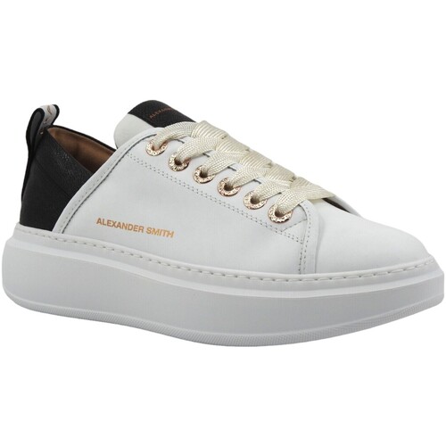 Chaussures Femme Bottes Alexander Smith Wembley Sneaker Donna White Black WYW0493 Blanc