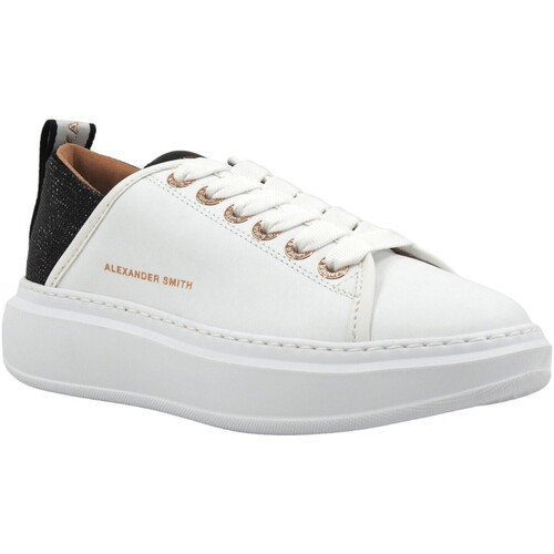Chaussures Femme Bottes Alexander Smith Wembley Sneaker Donna White Black WYW0495 Blanc