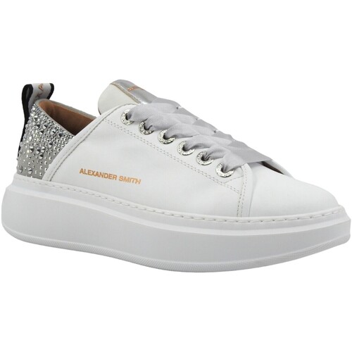 Chaussures Femme Bottes Alexander Smith Wembley Sneaker Donna White Silver WYW0506 Blanc