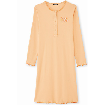Vêtements Femme Pyjamas / Chemises de nuit Daxon by  - Chemise de nuit courte coton Orange