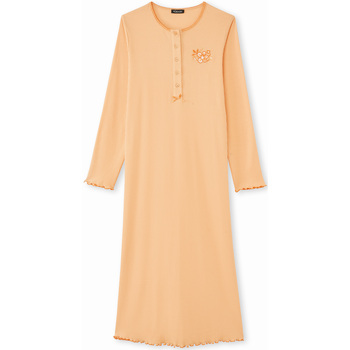 Vêtements Femme Pyjamas / Chemises de nuit Daxon by  - Chemise de nuit longue coton Jaune