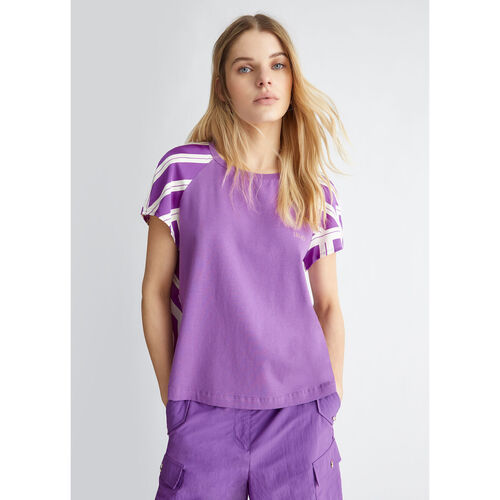 Vêtements Femme T-shirts Lace-up & Polos Liu Jo T-shirt en satin imprimé Violet