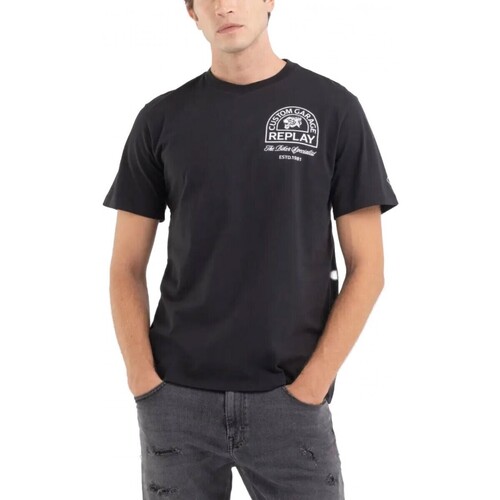 Vêtements Homme T-shirts & Polos Replay T-shirt imprim garage Noir