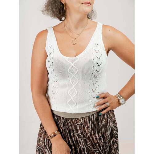 Vêtements Femme Débardeurs / T-shirts sans manche Bracelet Argenté Amazonite Débardeur  Luana Blanc