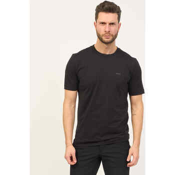 Vêtements Homme T-shirts & Polos BOSS T-shirt  noir à col rond avec logo en caoutchouc Noir